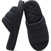 KuaiLu Slippers For Men Cotton-blend Fabric Warm Slide Slipper Comfy Arch Support Indoor Outdoor House Slippers Shoes Comfortable Slip on Lightweight Thick Cushion Mens Scuff Slippers, Black Size 13