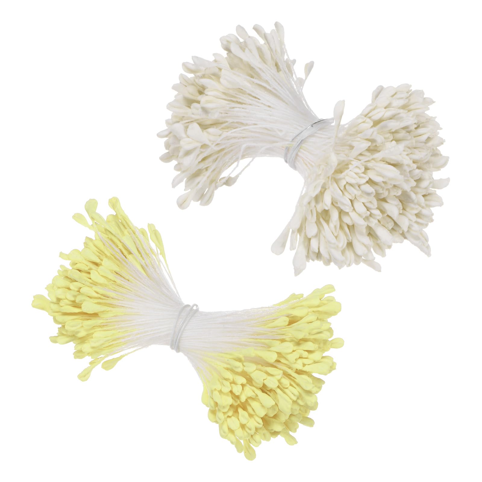 M METERXITY 680-Pack Artificial Cream Yellow Flower Stamen Kit, 3mm Mini Double Heads, DIY Wreaths/Wedding Floral Arrangements