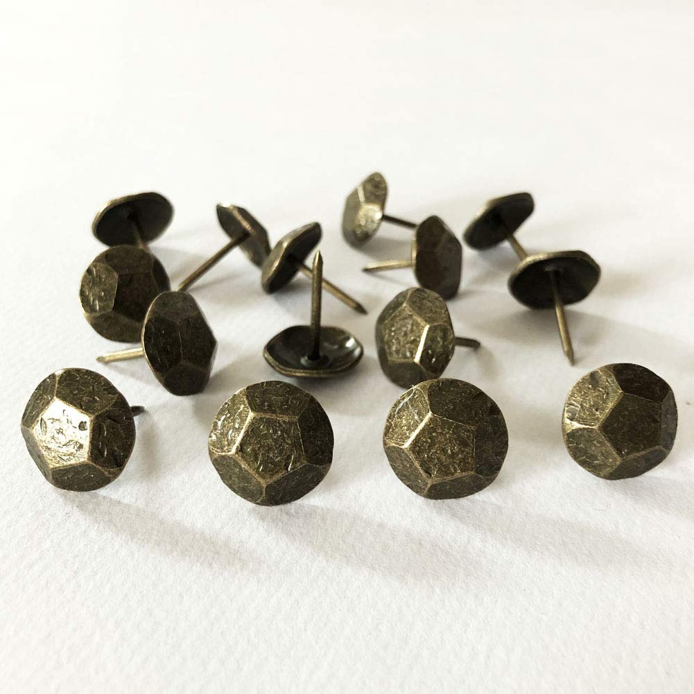 Let's Decorate D16mmxL20mm 200Pcs Upholstery Sofa Tacks Vintage Design, Decorative Nails,Wooden Case and Headboard Tacks … (16mm Brass Turtle)