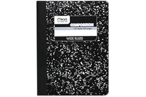 Mead Composition Book, Wide/Legal Rule, Black Cover, (100) 9.75 x 7.5 Sheets