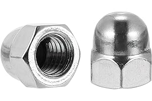 uxcell 3/8"-16 Acorn Cap Nuts, 10Pcs 316 Stainless Steel Dome Cap Head Acorn Nut Hardware Nuts for Bolt Cover, Silvery
