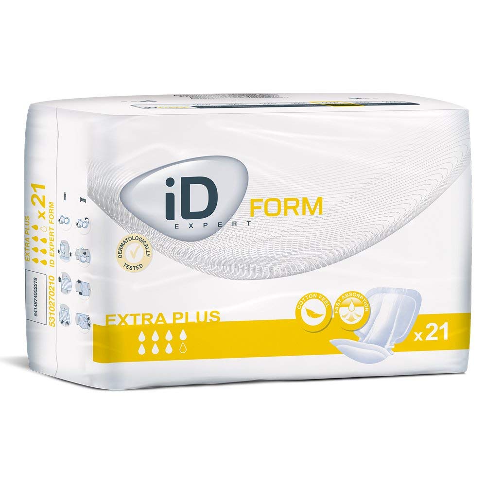 iD Sensitive Form Extra Plus Disposable Incontinence Pad – Super Absorbent, Discreet Design, Anti Leak Protection, Wetness Indicator, Odour Control, Women & Men, Adult Nappies, 2350ml, 21 Pads
