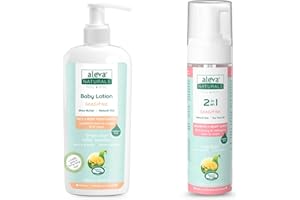 Aleva Naturals Sensitive Skin Baby Care Set for Babies with Dry Skin, 2 in 1 Hair & Body Wash, 200ml & Daily Soothing Moistur