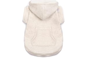 Koneseve Dog Hoodie Fleece, Cat Sweater Warm with Pocket - Soft Clothes for Daily Wear, Basic Hooded Sweatshirts, Winter Coat Clothing, Comfort Tee Shirt Fit for All Breeds Pet - Beige - L