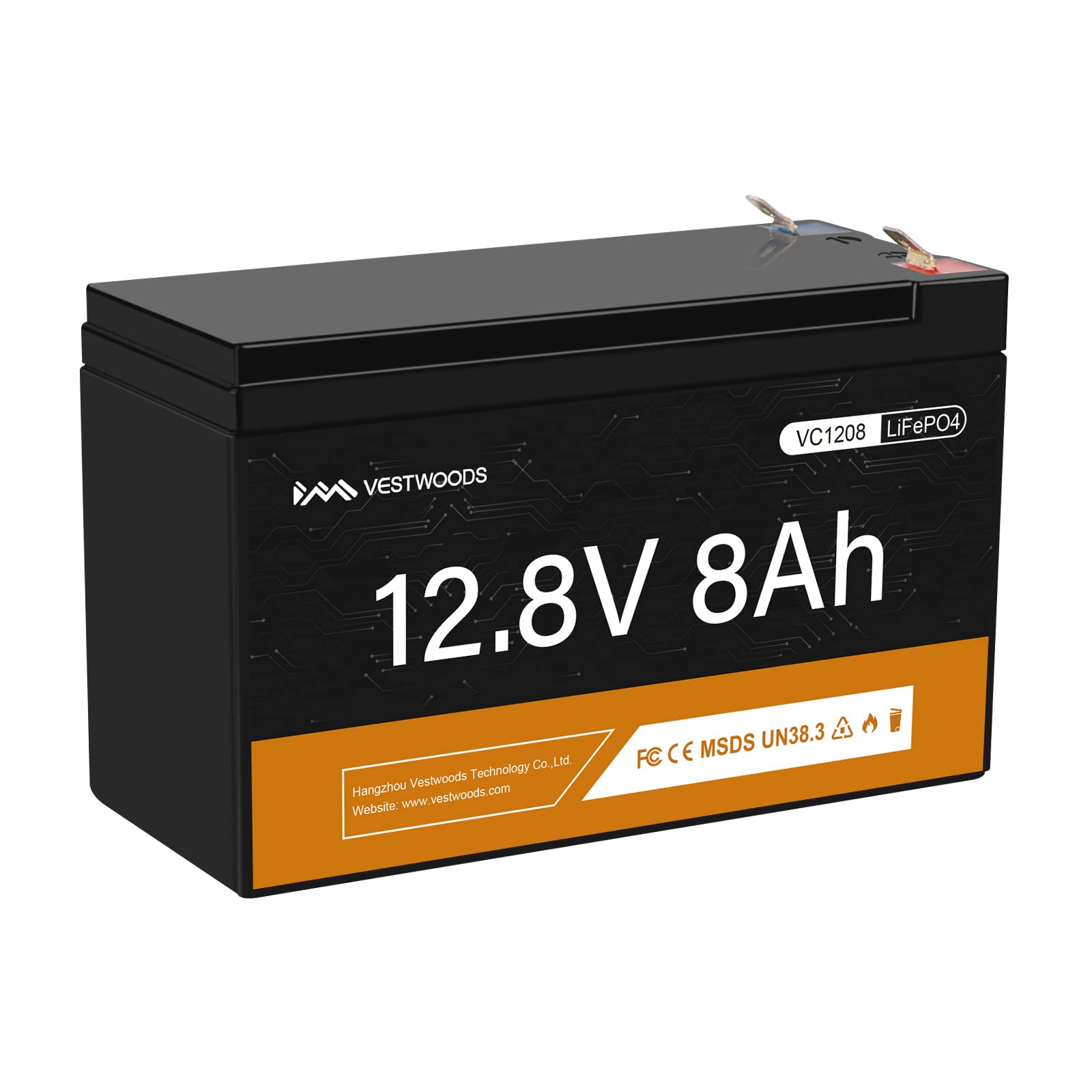 VESTWOODS 12V 8Ah LiFePO4 Lithium Iron Phosphate