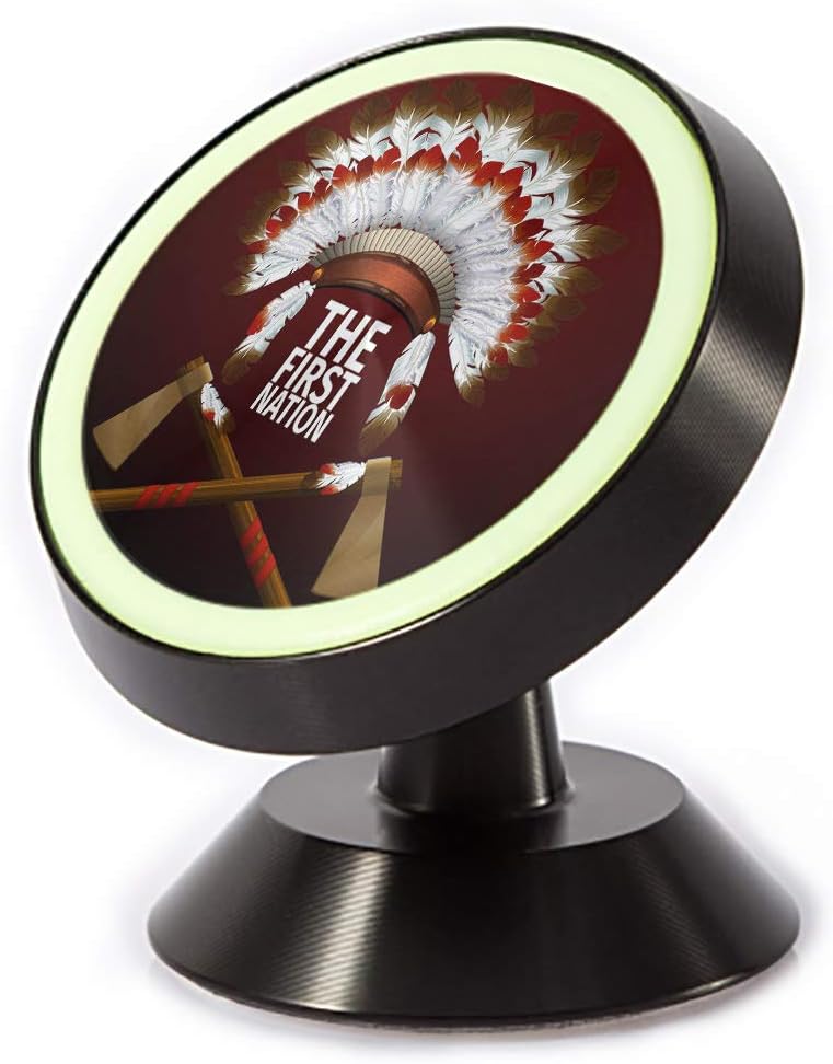 Tinmun Magnetic Phone Car Mount, Indian Headdress Two Tomahawks American Universal Car Phone Holder for Dashboard