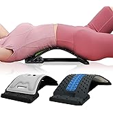 Back Stretcher with Lumbar Support Board for Back Pain Relief - Dual-Sided Adjustable Spinal Decompression & Cracker Device (Blue)