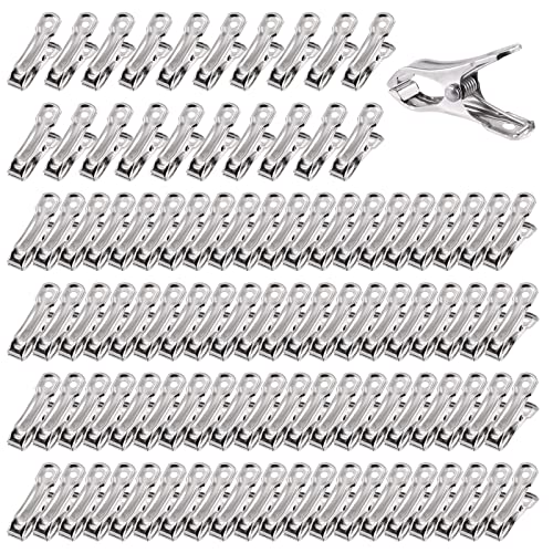Cimeton 50Pcs Stainless Steel Greenhouse Clamps, Heavy Duty Garden Clips Greenhouse Clips with Large Open for Fixing Netting Cover Film Closing Snack Bags Clothes Pins (5.5cm/2.17inch)