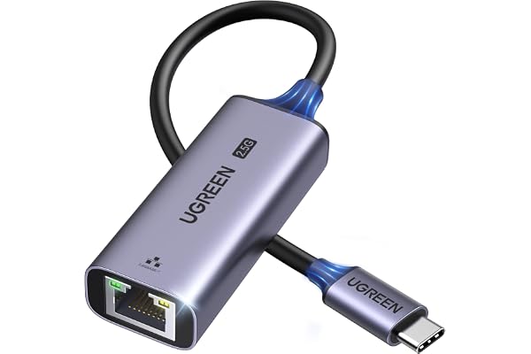 UGREEN USB C to Ethernet Adapter 2.5G, Ethernet Adapter for Laptop, Aluminum, Type C (Thunderbolt 4/3 Compatible) to RJ45 Network Internet, Compatible for NAS, MacBook Air/Pro, XPS, iPhone 17 Pro/Max