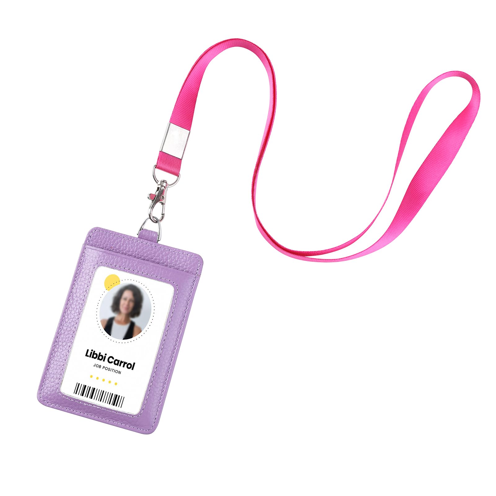 Genuine Leather id Badge Holder with Lanyard,Soft,ID Card Holder,Up to 20 Colors and Grains to Choose,frommultiple Card Slots,Vertical Work Name Badge case (179) โ image 1
