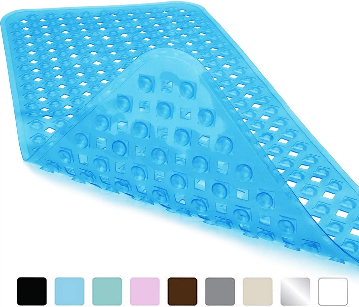 Yimobra Original Bath Tub and Shower Mat Extra Long, Non-Slip with Drain Holes, Suction Cups, Phthalate Free, Machine Washable Materials Bathroom Mats (34.5 x 15.5 Inch, Clear Blue): Home & Kitchen