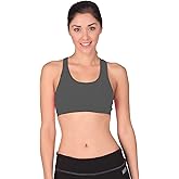Soffe Dri Womens Mid Impact Sports Bra, Grey Heather, Medium