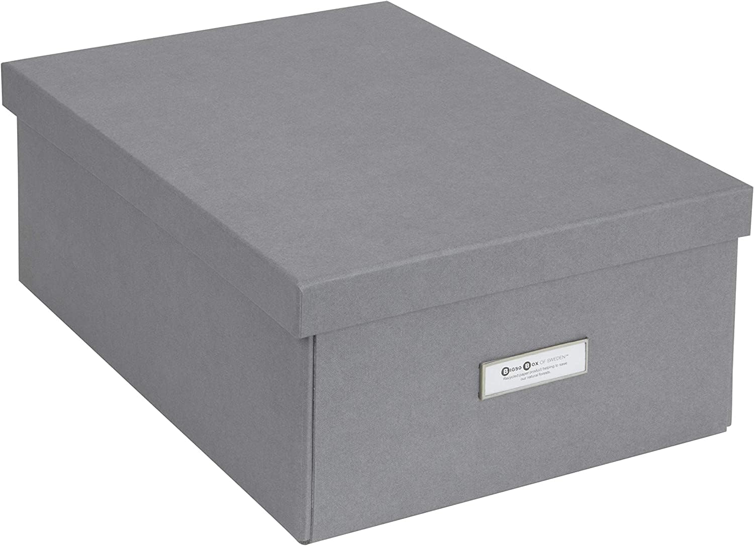 Bigso Box of Sweden Collapsible Storage Box, Paper-Laminated, Gray, M