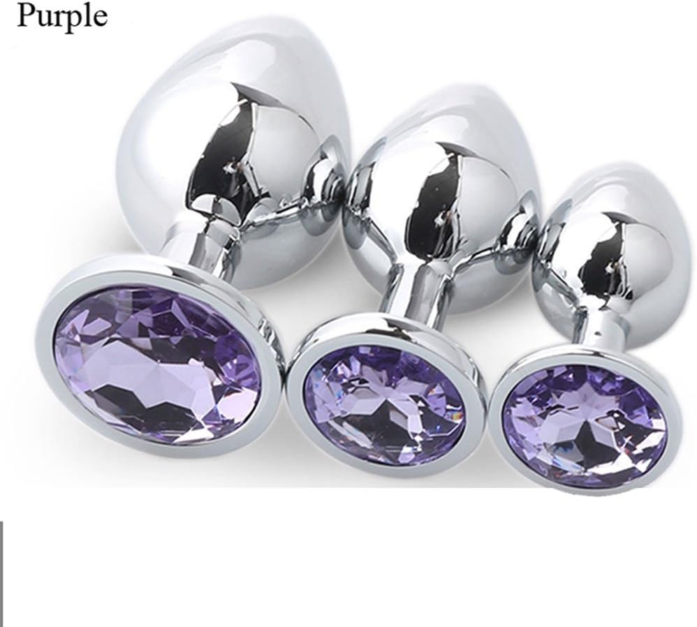 Stainless Steel Solid Metal Beginner Anales Toy for Women and Men Metal Anales Plug Training Tool (Purple)