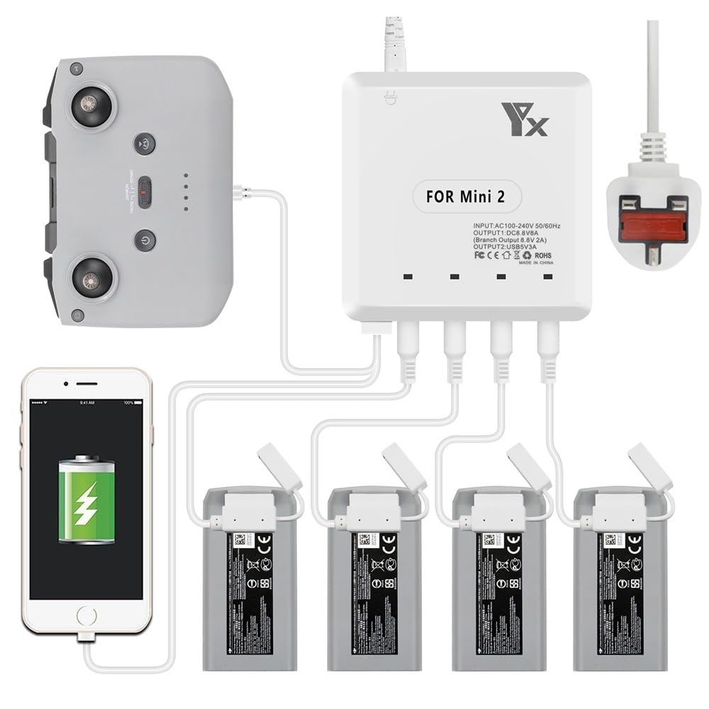 6 in 1 Multi Battery Charger for Mavic Mini 2 Battery and Remote Controller