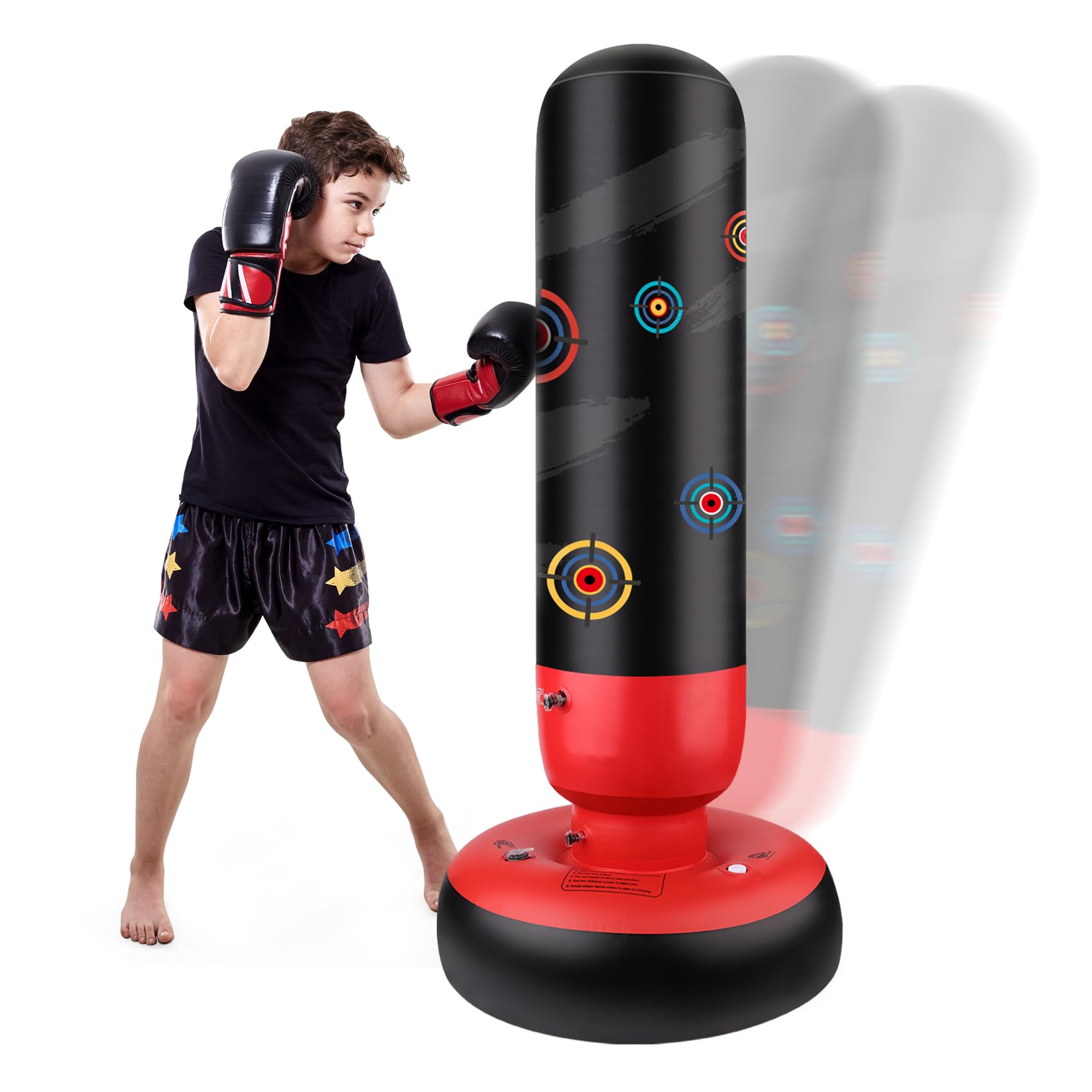 NEXBOX Children's Punch Bag for Karate Taekwondo - 160 cm Standing Standing Punch Bag Stress Relief with Air Pump, Gifts for Boys and Girls 3 4 5 6 7 8 9 10 Years