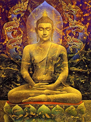 Buddha Shakyamuni Portrait Fabric Cloth Rolled Wall Poster Print -- Size: (17" x 13")