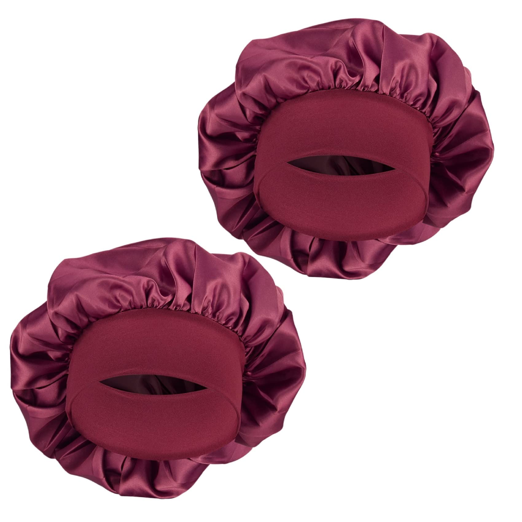 MELTU 2 Pack Hair Bonnet for Sleeping, Satin Bonnet with Wide Elastic Band, Silk Hair Wrap for Sleeping, Soft Sleep Cap (Red 2 Pcs)