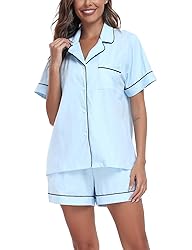 COLORFULLEAF Womens 100% Cotton Pajamas Short Set