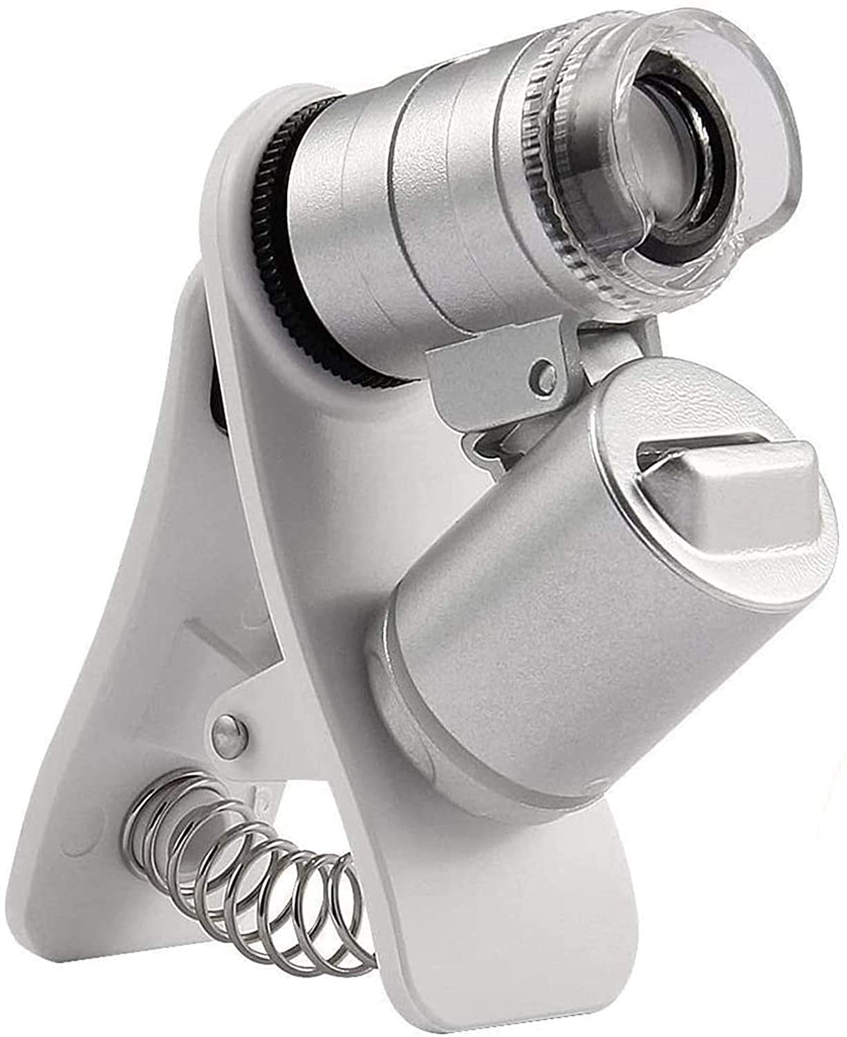 Multibao 60X Zoom Microscope, Mini Fixed Mobile Phone Microscope, Magnifying Glass with LED Light and UV Money Detector Function, Suitable for Smartphones, iPhones, and Tablets