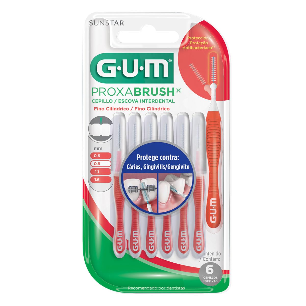 GUM Proxabrush Trav-ler 4 Interdental Brushes - Model : 1314: 0,8 mm