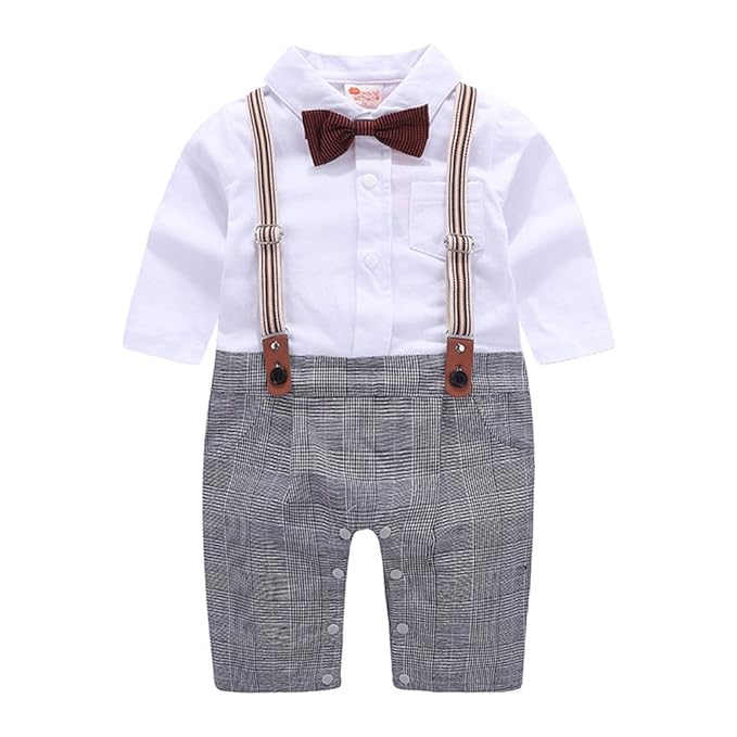 G-Kids Baby Jungen Strampler Smoking Gentleman Anzug Kleinkinder Sommer Kleidung Outfit Fliege Taufkleidung