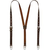 Ringsun Genuine Leather Suspenders for Men, Y Design Hidden Suspenders Under Clothes, Adjustable Accessories for Men