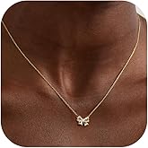 Risamil 14K Gold Plated Necklace for Women - Bow Necklace - Dainty Necklace Cute Small Tiny Bow Pendant Choker Chain Necklace Trendy Necklaces for Women Jewelry Gift