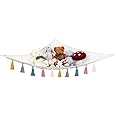 Mkono Stuffed Animal Toy Hammock Hanging Macrame Stuff Animals Organizer Storage with Colorful Tassels Boho Large Corner Plus