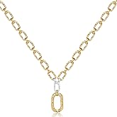 COBI Two Tone Pendants Necklace for Women, 18K Gold & Silver Plated Layered Link Chain, Statement Necklace, Mixed Metal Jewelry, Trendy Fashion Necklace Gift for Her