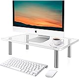 CGBE Acrylic Monitor Stand Clear Computer Monitor Riser with Silicone Anti-Slip Case PC Desk Stand for Keyboard Storage, Comp