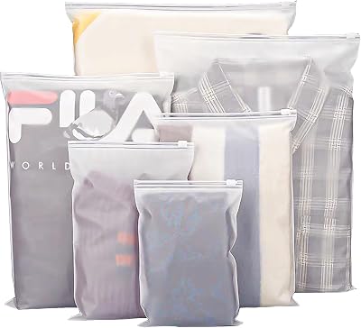 SULOLI 20Pcs Travel Storage Bags Set Reusable Frosted Ziplock Luggage Organizer