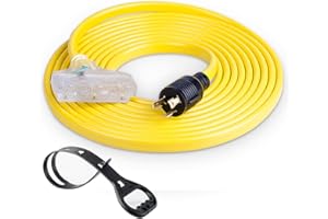Yodotek 25FT Heavy Duty Generator Extension Cord，NEMA L5-30P/Three 5-15R, 3 Prong 10 Gauge Flexible Generator Cable, Generator Power Cord,30Amp 3750 Watts Yodotek