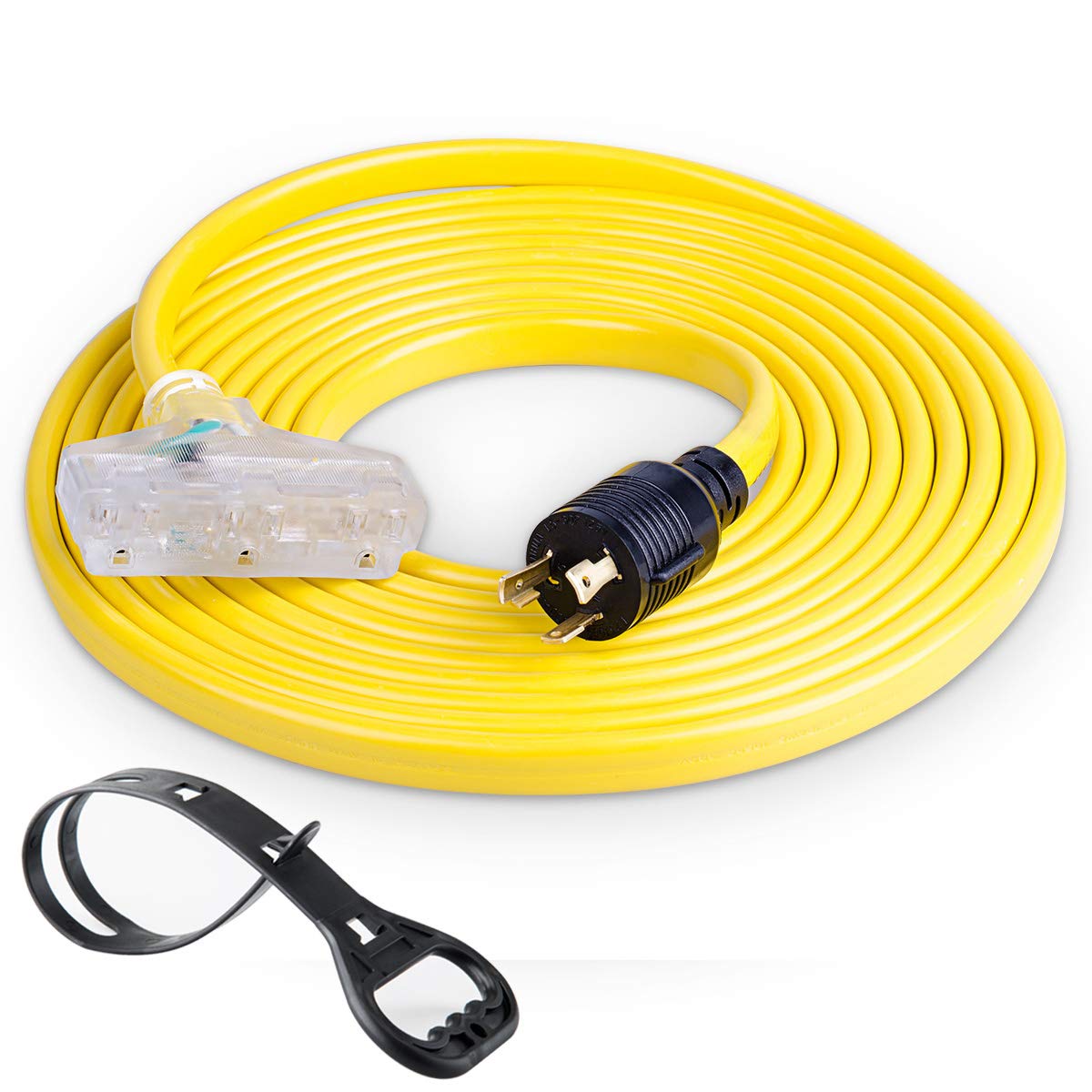 Photo 1 of 25FT Heavy Duty Generator Extension Cord?NEMA L5-30P/Three 5-15R, 3 Prong 10 Gauge Flexible Generator Cable, Generator Power Cord,30Amp 3750 Watts Yodotek