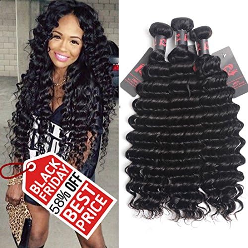 8A Virgin Brazilian Hair Deep Wave 3 Bundles Mixed Length 22 24 26 inch Brazilian Curly Virgin Hair Remy Hair Weave Human Hair Extensions 300g