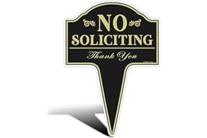 GicnKeuz No Soliciting Sign for House, 14"×10" No Soliciting Yard Sign, Heavy Duty Aluminum Sign, Fade Resistant/Waterproof, Easy Install, Outdoor Use
