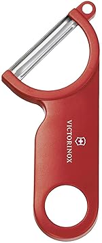 Victorinox Sparschäler mit Ausstecher, Klinge aus rostfreiem Stahl, Ergonomischer Griff, Spülmaschinengeeignet, rot