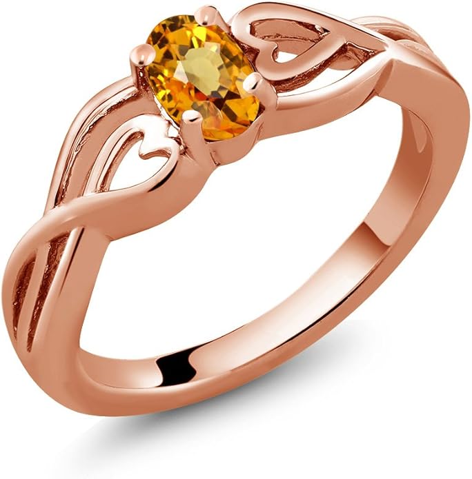 0.55 Ct Oval Yellow Sapphire 18K Rose Gold Ring Amazon.co.uk Jewellery