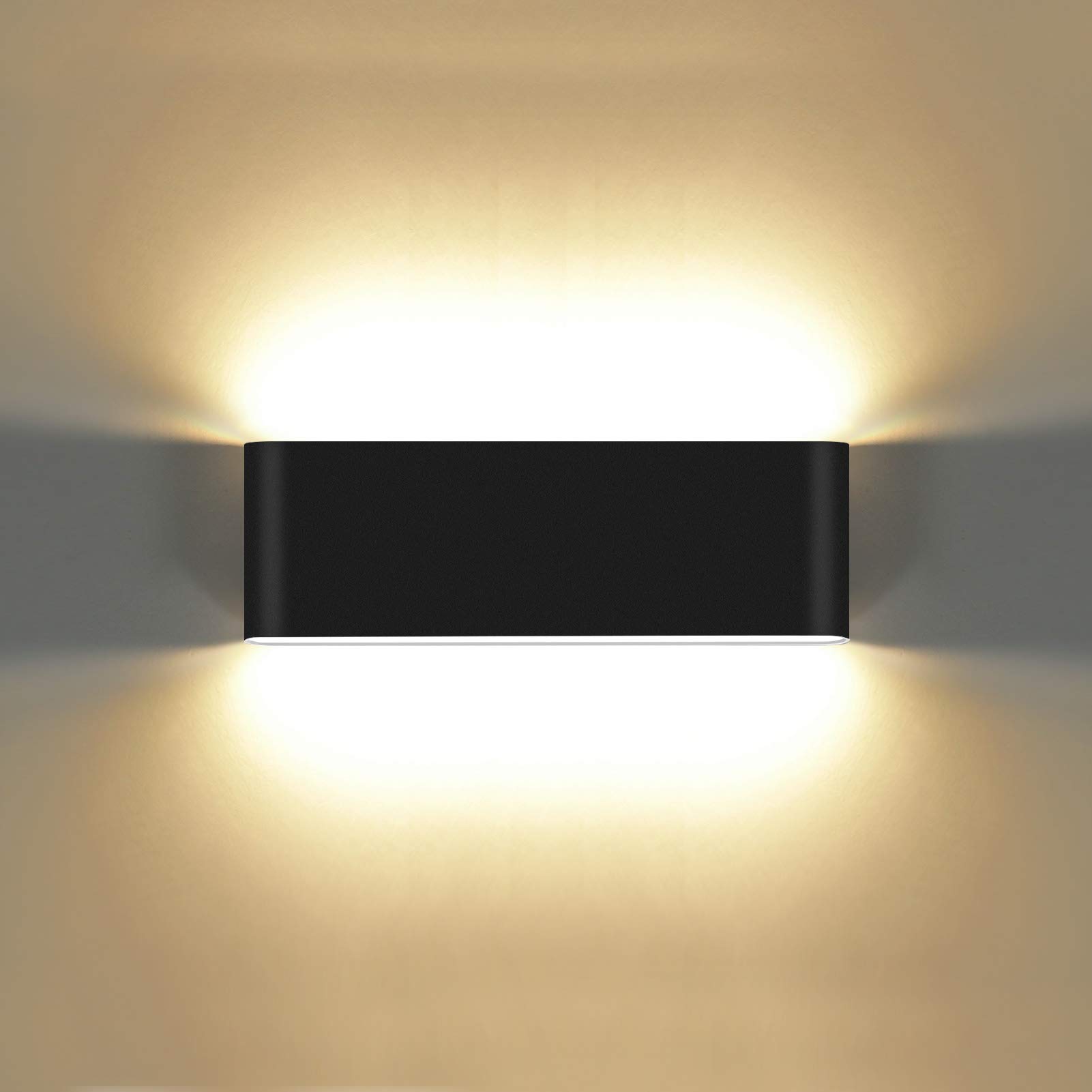 KAWELL 20W Modern Wall Lamp LED Wall Light Up Down Aluminum Wall Wash Lights Waterproof IP65 Outdoor Indoor for Bedroom Living Room Bathroom Stairs Porch Corridor Hallway, Black 3000K