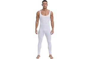 LiiYii Mens One Piece Full-Body Unitard Sleeveless Tank Jumpsuits Long Leggings Stretchy Bodysuit
