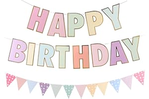 PICOWAY Happy Birthday Banner | Happy Birthday Sign | Birthday Decorations | Birthday Banner for Women Girls| Pastel Birthday Party Decor,Macaron Birthday Signs Banners (multicolour2)