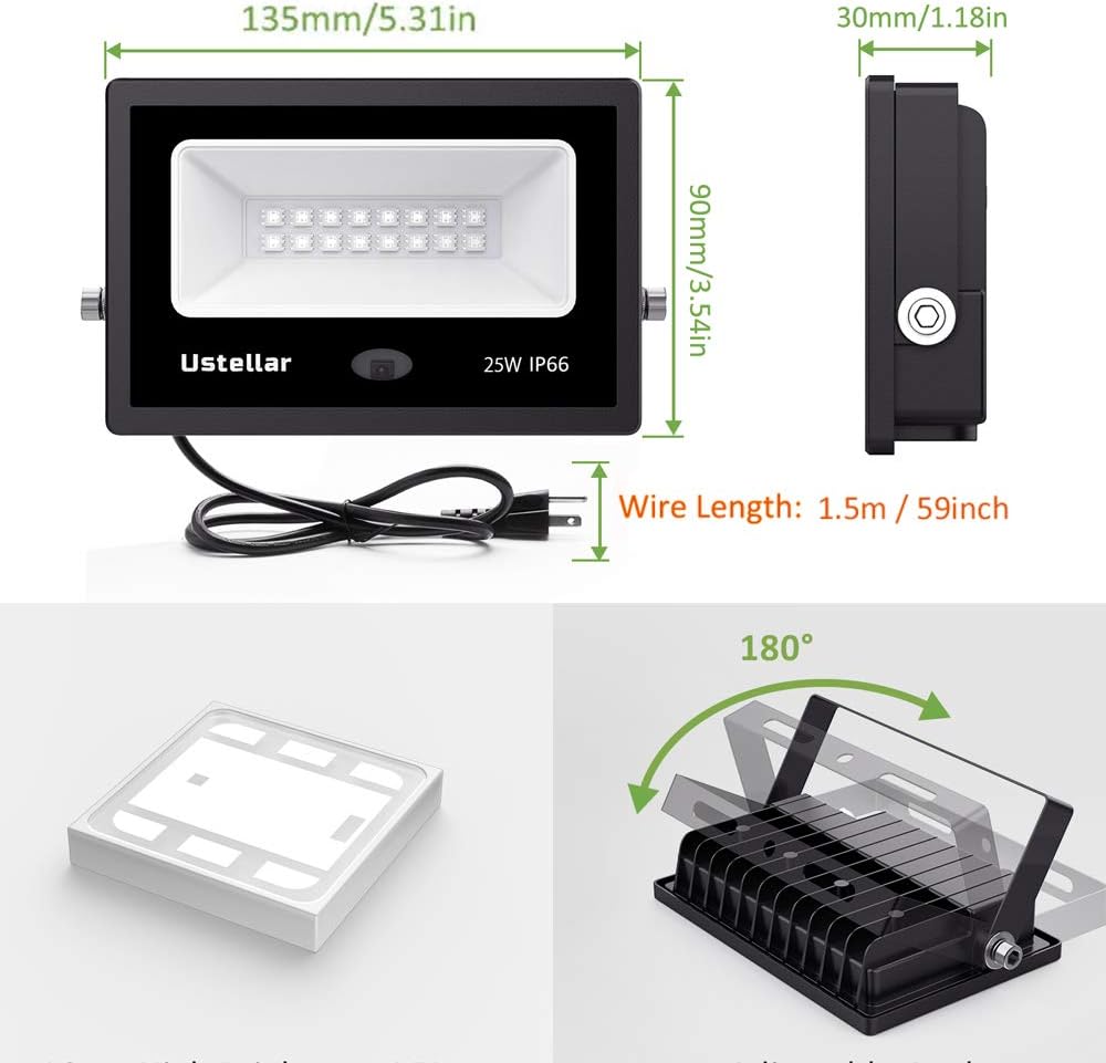Ustellar 4 Pack 25W RGB LED Flood Lights Color Changing Indoor Outdoor Floodlights Dimmable Party Uplighting Landscape led Wall Wash Halloween Christmas Decoration Uplight Spotlight Stage Lighting: Home Improvement