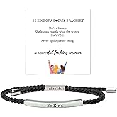 Let Them Tube Bracelet for Women, Self Worth Motivation Bracelet Adjustable Braided Rope Handmade Engraved Bracelet Stainless Steel To My Daughter Inspirational Jewelry Gifts for Women Best Friend