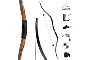 DEERSEEKER OUTDOOR Deerseeker Archery 59" Longbow Traditional Bow Set Ambidextrous Horsebow Handmade Recurve Bow for Adults & Youth Hunting Target Shooting 20-60lbs