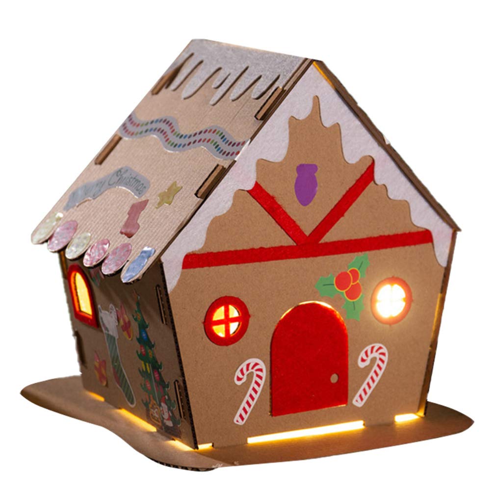 Milisten 1Set Xmas Cardboard House Christmas DIY Biscuits House Cardboard Christmas Gingerbread DIY Material Party Favor Supplies(Random)