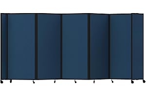 Versare Room Divider 360 Portable Wall Partition | Folding Panels | Large Freestanding Divider | Locking Wheels | Temporary Room Separator
