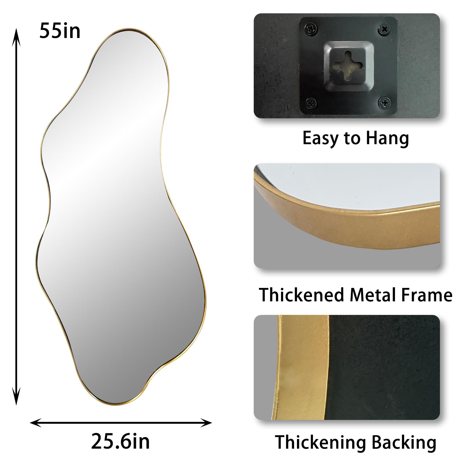 DAOYIJIAJU Large Irregular Mirror, Asymmetrical Mirrors Full Length, 55