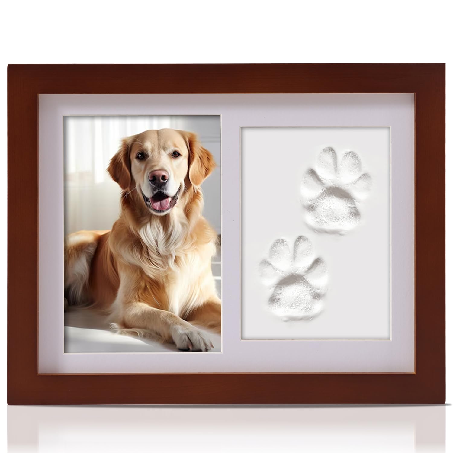 Photo 1 of Personalized Pet Memorial Frame for Dogs and Cats,Pet Paw Print Custom Photo Frame with Clay Imprint Kit, Photo Display for 6" x 4" Photo, Perfect Pet Keepsake Gift for Pet Owner