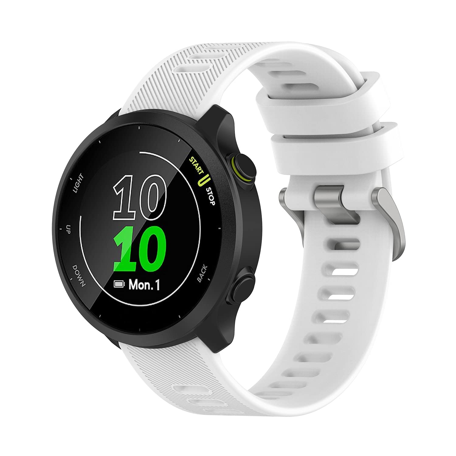 Wownadu 20mm Watch Strap Compatible for Garmin Forerunner 55/245 /165/645, Replacement Silicone Straps White Waterproof Sport Band for Women Men, Accessories (No Watch)