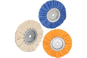 3PCS 8" Airway Buffing Wheel(1 pcs White/1 pcs Orange/1 pcs Blue),5/8" Arbor Hole,16 Ply Fine,Medium,Coarse Polishing for Angle Grinder Mirror Finish on Aluminum and Stainless, by NAKAO